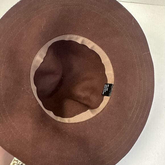 Brown Wool Felt Hat Floppy Brim Tie Women's Fedora Retro Sombrero Boho Chic - Picture 4 of 7